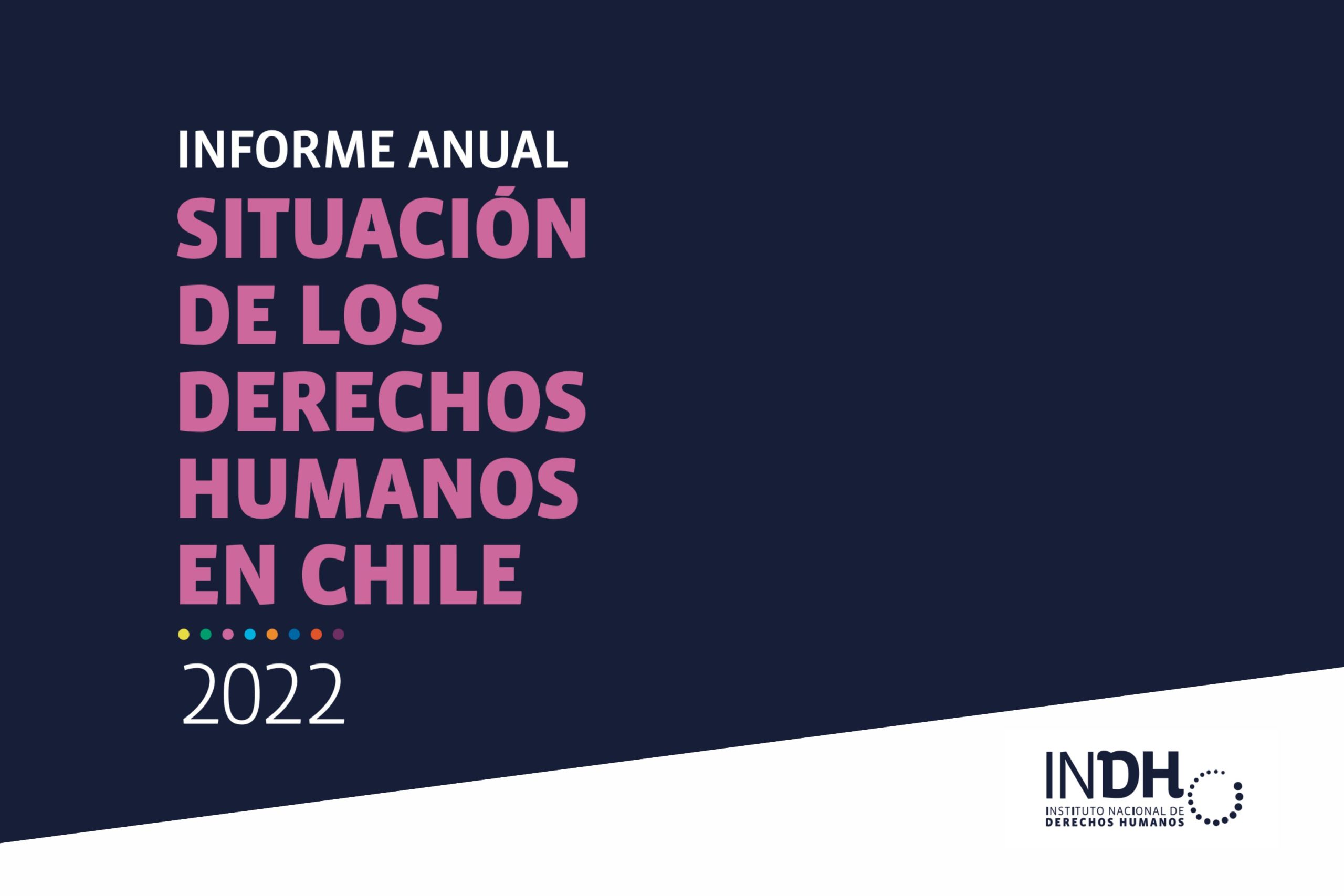 Informe anual sobre la situación de los derechos humanos en Chile 2022, con logotipo del Instituto Nacional de Derechos Humanos (INDH).