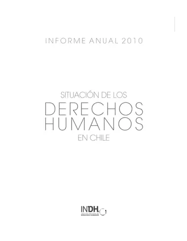 Portada del "Informe Anual 2010" titulado "Situación de los Derechos Humanos en Chile", con el logotipo del Instituto Nacional de Derechos Humanos de Chile en la parte inferior.