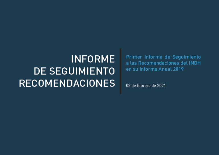 Portada del informe de seguimiento de recomendaciones del INDH, fechado el 2 de febrero de 2021.