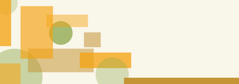 Formas geométricas superpuestas en tonos naranja y verde sobre un fondo claro.